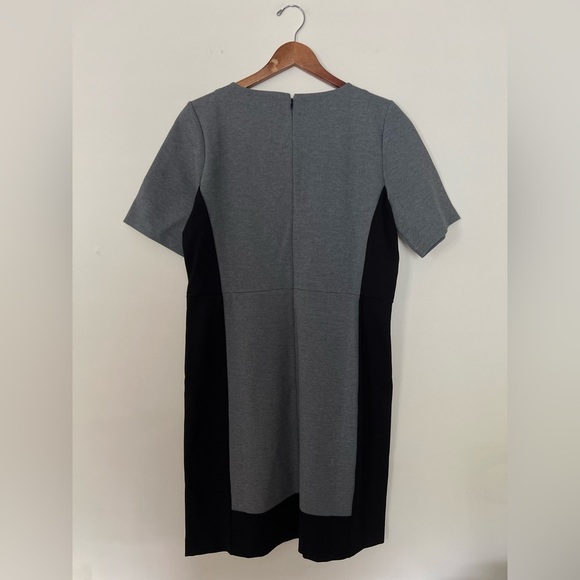 J. Crew Womens Gray Sheath Midi Dress 12 Crew Neck Color Block Casual Classic - Picture 15 of 16